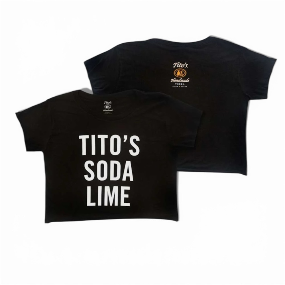 Tito's Crop with a Twist of Lime Black Baby Tee Size Small NWOT